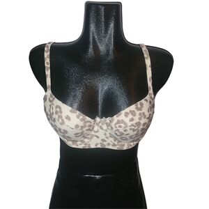 Aerie Cream Leopard Print Underwire Bra Size 36C